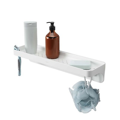 Douche à suspendre Étagère de rangement double pour salle de bain en acier  inoxydable, 23x10x70cm,oir
