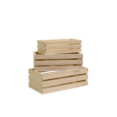Caisse en bois blanchi rustique L.40 x l.30 x H.50 cm - Gamm vert