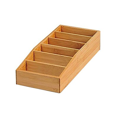 Organisateur à Thé En Bois De Pin - 3 Compartiments Amovibles, Poignées - 24x7,6x6 Cm