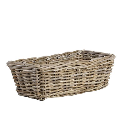 Winter Shore Panier Rangement Osier Lot De 2 - 25x17,5x7,5 Cm - Poignées - Style Rotin