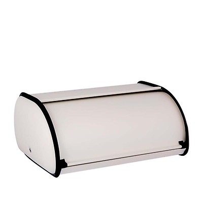 Boîte à Pain En Bois FSC Avec Porte Coulissante - Rangement Élégant 33x23 Cm (Noir)