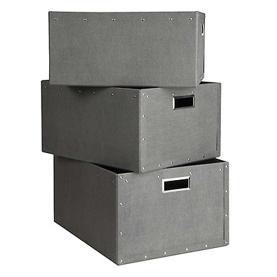 Grande boîte de rangement en carton blanc avec poignées - 25x50x37