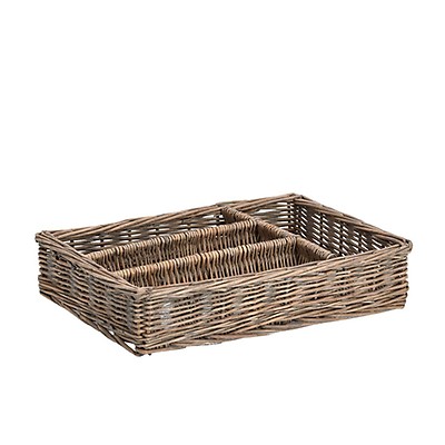 Panier à Couverts En Rotin Caapmony - Organisateur De Rangement Rectangulaire 36 X 25 Cm