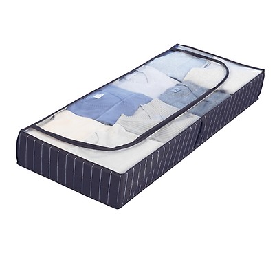 Boite en tissu rectangulaire avec housse sous vide intégrée - 60 x 45 x 25  cm - Gris pas cher 