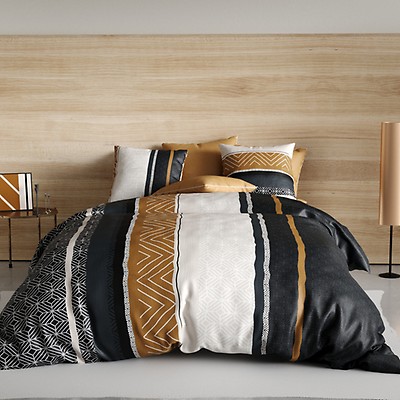 Parure De Couette 5 Pièces 100% Coton 57 Fils/cm² - Housse 220x240cm, Drap Housse 160x200cm + 2 Taies 50x70cm + Taie Traversin
