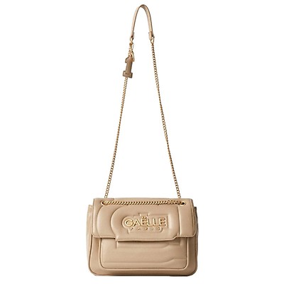 GAELLE PARIS 2USCITA Pochette Donna Champagne rigida con logo gioiello