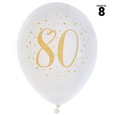 8 Ballons Blanc Et Noir Joyeux Anniversaire 50 Ans 23 Cm Vaisselle Jetable Discount