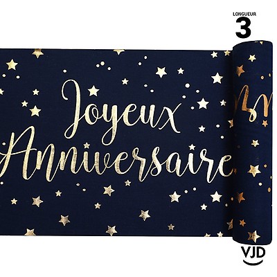 Pancarte Carton Joyeux Anniversaire Marine Et Or Avec Ruban Vaisselle Jetable Discount