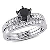 2.00 Carat Black & White Diamond Bridal Set - Black Rhodium Plated 10K White Gold, Size 5.5 - View #12