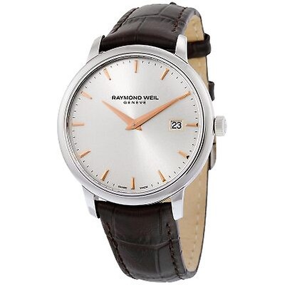 Raymond Weil Maestro Automatic Silver Dial Black Leather Men's Watch ...
