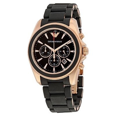 Emporio Armani Chronograph White Dial Black Leather Men's Watch AR1807 ...