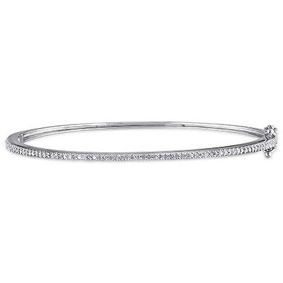 Amour Sterling Silver White Diamond Square Link Bracelet JMS003286 ...