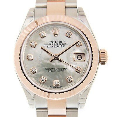 Rolex Datejust 31 Mother Of Pearl Butterfly Diamond Pave Ladies 18kt 