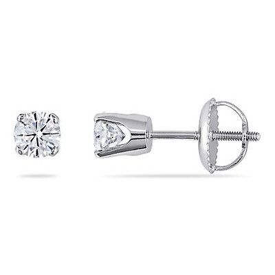 Amour 14K White Gold 1/3 CT TDW Diamond Solitaire Stud Earrings ...