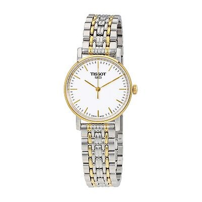 Tissot T Classic Everytime Small White Dial Two Tone Mesh Bracelet Watch For Women - T109.210.22.031.00