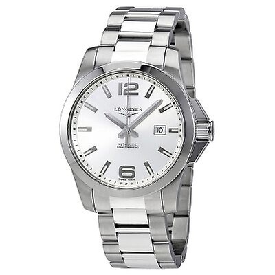 Longines Conquest Silver Dial Stainless Steel Men's 41mm Watch ...