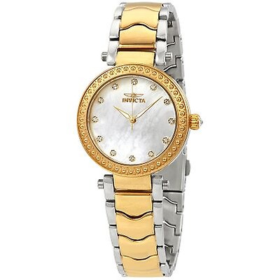 Invicta Signature II Mother of Pearl Dial White Leather Ladies Watch ...