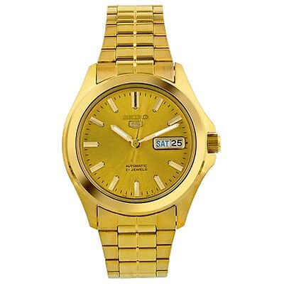 Seiko Series 5 Automatic Gold Dial Yellow Gold-tone Men's Watch SNXS80 ...