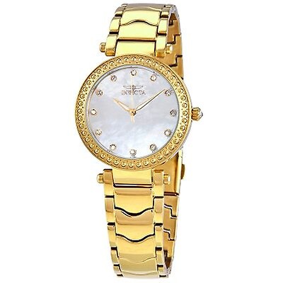 Invicta Signature II Mother of Pearl Dial White Leather Ladies Watch ...