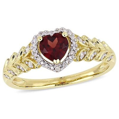 Amour 1/2 CT TGW Peridot and Diamond Halo Heart Ring in 10k Yellow Gold ...