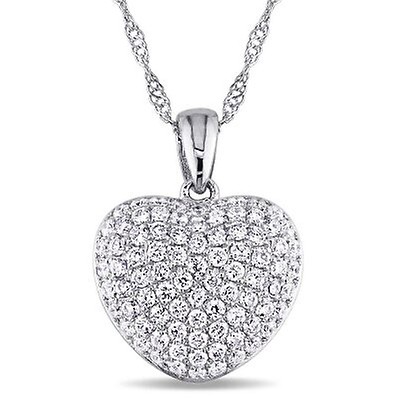 Amour Sterling Silver 1 CT TDW Diamond Pendant with Chain JMS006152 ...