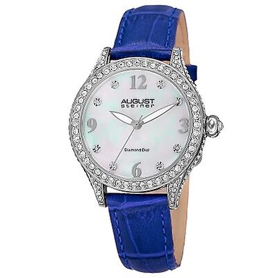 August Steiner Mother of Pearl Dial Silver-tone Ladies Watch AS8056WT ...