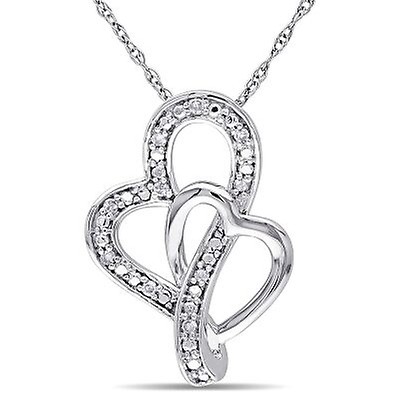 Amour 10K White Gold Multi Precious Stone Heart Pendant JMS002680 ...