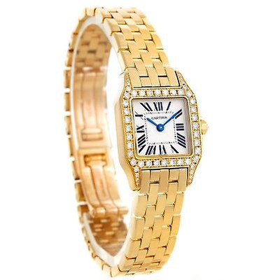 Cartier Santos Demoiselle Silver Dial White Gold Diamond Ladies Watch ...