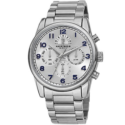 Akribos Xxiv White Dial Stainless Steel Men's Watch AK728SSW AK728SSW ...