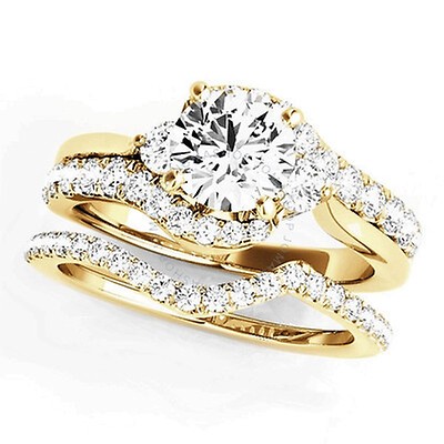 Maulijewels 0.60 Carat Halo Diamond Engagement Ring 14K Yellow Gold ...