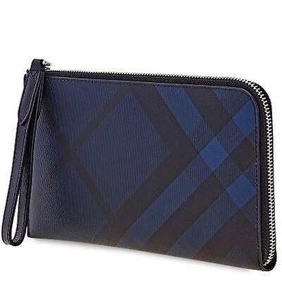 Burberry Blue Grainy Leather Ziparound Wallet 8014651 