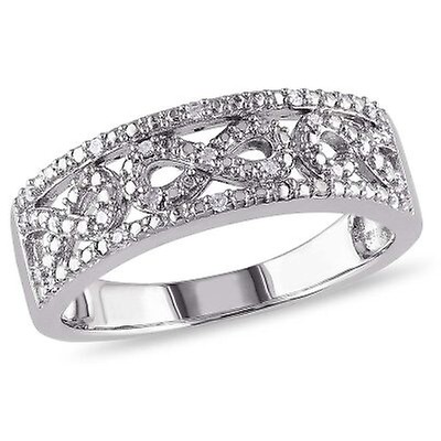 Amour Delmar 1/8 CT TW Braided Diamond Ring in Sterling Silver JMSPV62 ...