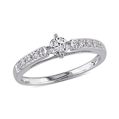 Amour 1/3 CT Parallel Baguette and Round Diamonds TW Eternity Ring 10k ...