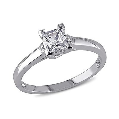 Amour 1/10 CT Princess Diamond TW Solitaire Ring 10k White Gold I2;I3 ...