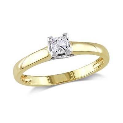 Amour 1/5 CT Diamond TW Solitaire Ring 10k Yellow Gold I2;I3 7500064919 ...