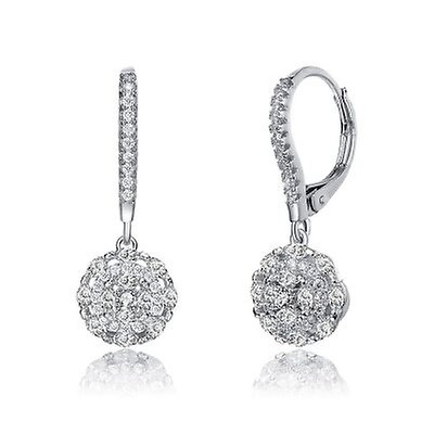 Megan Walford Sterling Silver Clear Pear and Round Cubic Zirconia Drop ...