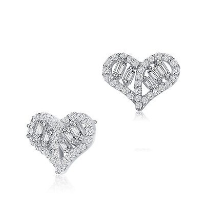 Megan Walford Sterling Silver Round and Baguette Cubic Zirconia Stud ...