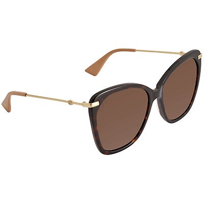 Gucci Brown Gradient Oval Ladies Sunglasses GG0205SK-003 57 GG0205SK ...