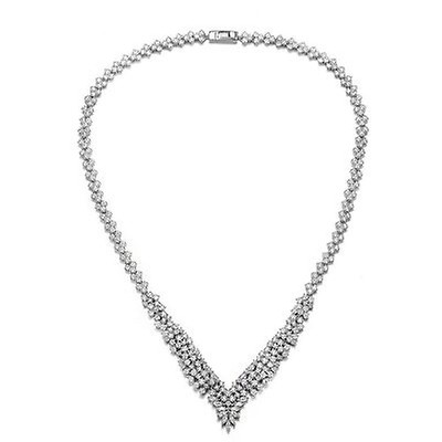 Megan Walford Sterling Silver Clear Round Cubic Zirconia Linear Pave ...