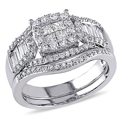 Amour 2 CT Princess Diamond TW Bridal Set Ring 14k Yellow Gold GH I2;I3 ...