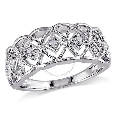 Sterling Silver Diamond Crossover Braided Ring 0.03 Ct Sizes 6 to 8 White Ice