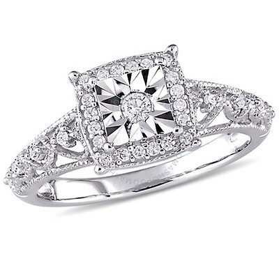 Amour 5 1/5 CT TGW White Topaz and Diamond Accent Estate Ring in ...