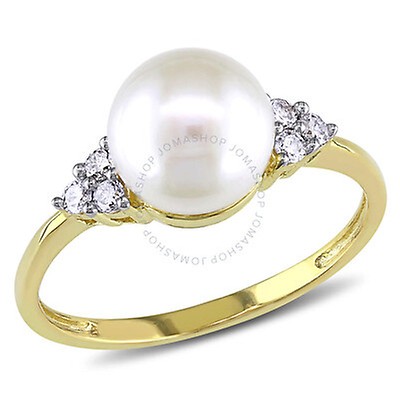 Amour 14K White Gold 10-10.5 mm South Sea White Pearl and 0.06ct ...