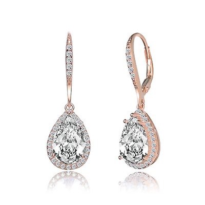 Megan Walford Sterling Silver Round Cubic Zirconia with Halo Pear Shape ...