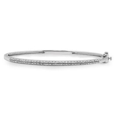 Amour White Diamond Sterling Silver Bangle JMS003008 - Ladies Jewelry ...
