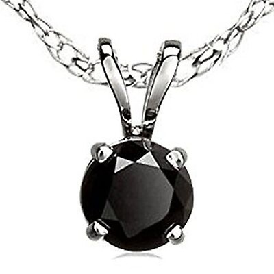 Dazzlingrock Collection 10K White Gold Black Diamond Solitaire Pendant Necklace For Women - 18" Chain Included - View #12