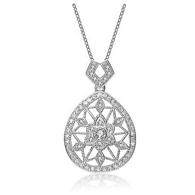 Megan Walford Stylish Rose Over Sterling Silver Round Clear Cubic ...