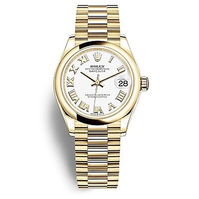 Rolex Datejust 31 Silver Dial Automatic Ladies 18kt Yellow Gold ...