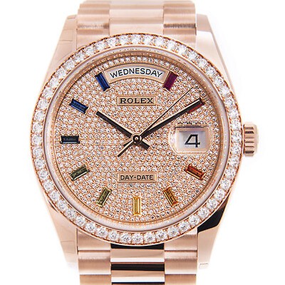 Rolex Day-Date 40 Automatic Gold Diamond Pave Dial Men's 18kt Yellow ...