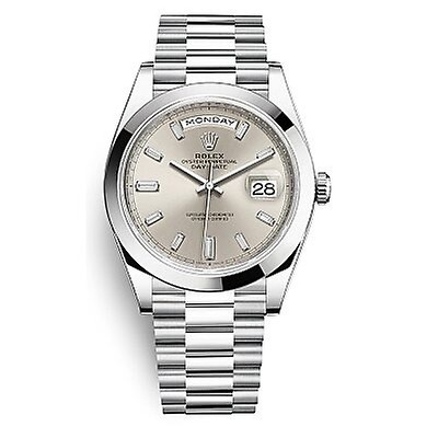 Rolex Day Date 40 Silver Dial Automatic Men's Platinum President Watch ...
